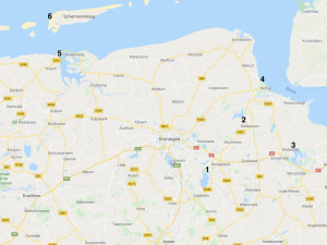 Google Maps overzicht met de kitesurf spots